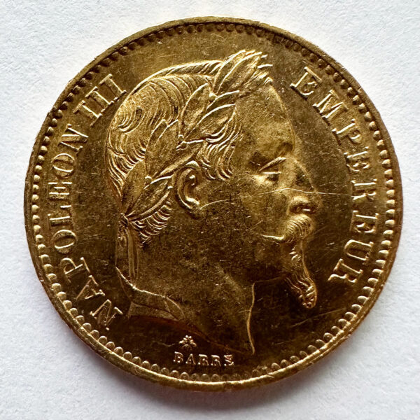 ナポレオン3世(有冠) 20フラン金貨 1868年 A(パリ)