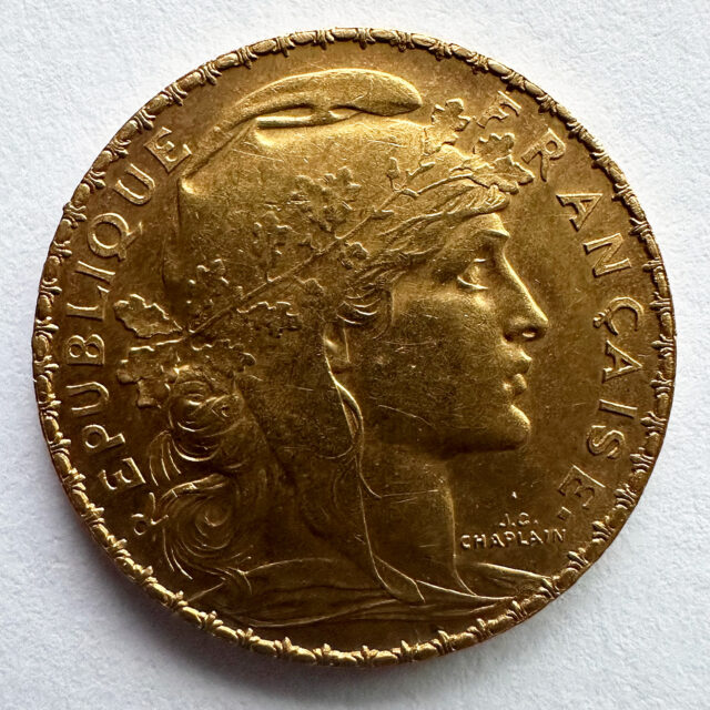 マリアンヌ(ルースター)20フラン金貨 1911年 KM857