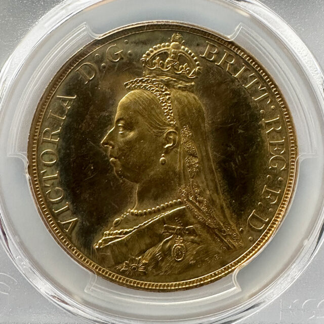 ヴィクトリア女王 ジュビリーヘッド 5ポンド金貨 1887年 PCGS MS62